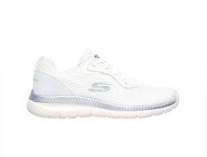 Skechers – MESH LACE UP W/ MEMORY FOAM – ΛΕΥΚΟ-ΑΣΗΜΙ